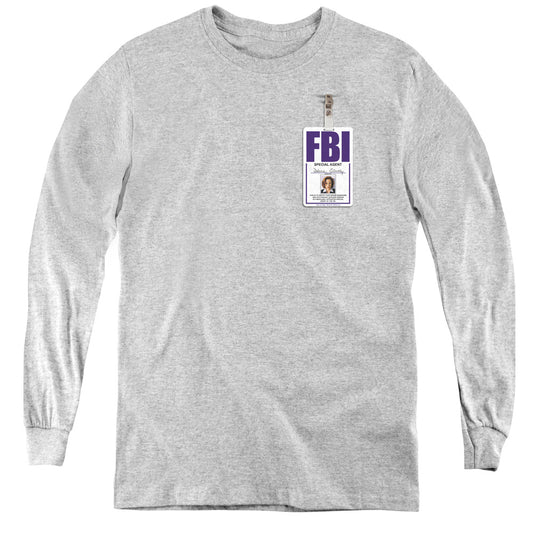 X Files Scully Badge Long Sleeve Kids Youth T Shirt Athletic Heather