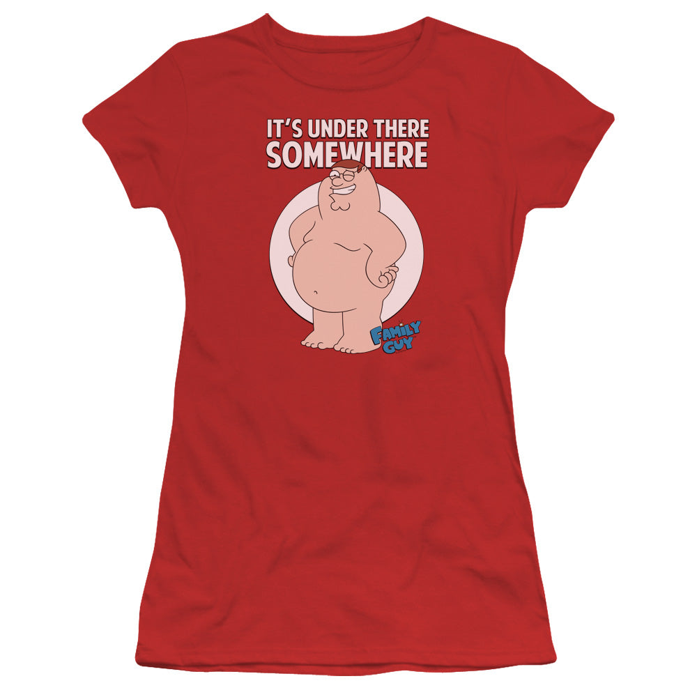 Family Guy Somewhere Junior Sheer Cap Sleeve Womens T Shirt Red