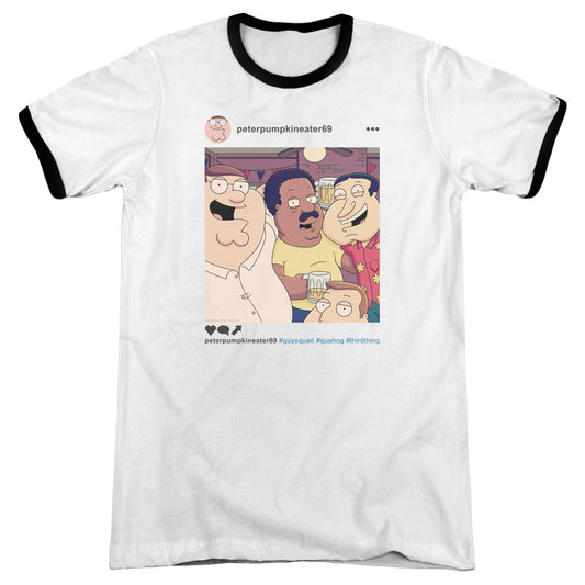 Family Guy Insta Heather Ringer Mens T Shirt White Black