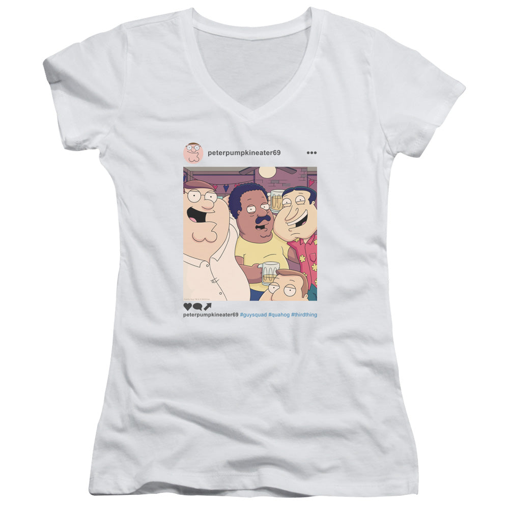 Family Guy Insta Junior Sheer Cap Sleeve V-Neck Womens T Shirt White