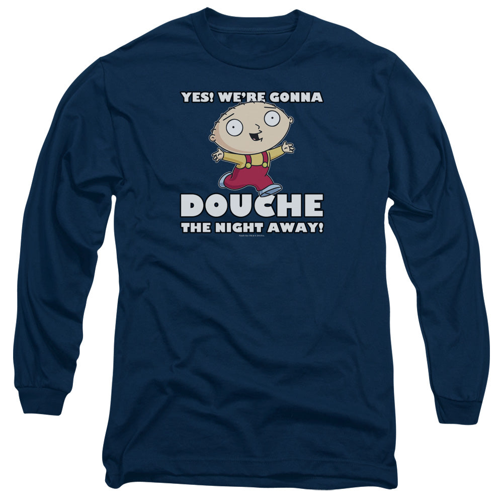 Family Guy Douche The Night Away Mens Long Sleeve Shirt Navy Blue