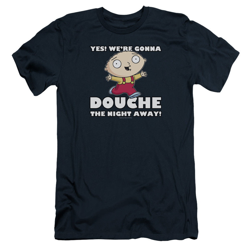 Family Guy Douche The Night Away Slim Fit Mens T Shirt Navy Blue