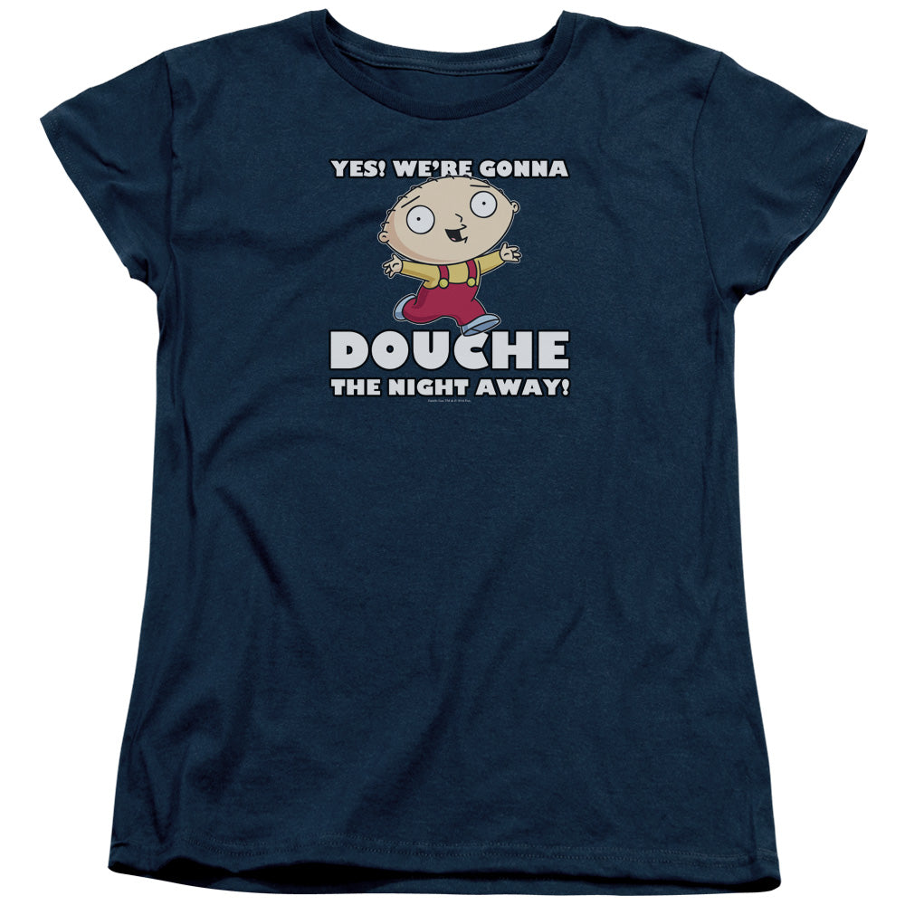 Family Guy Douche The Night Away Womens T Shirt Navy Blue