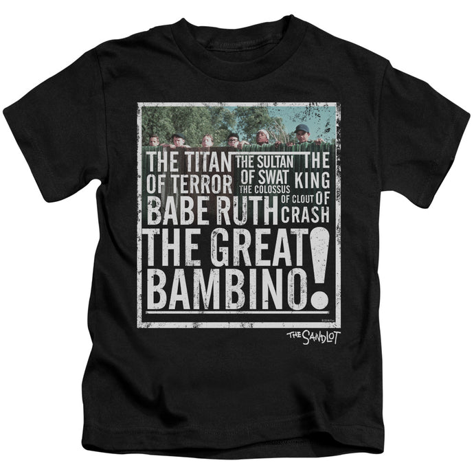 The Sandlot The Great Bambino Juvenile Kids Youth T Shirt Black