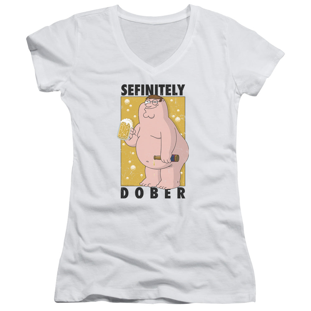 Family Guy Dober Junior Sheer Cap Sleeve V-Neck Womens T Shirt White