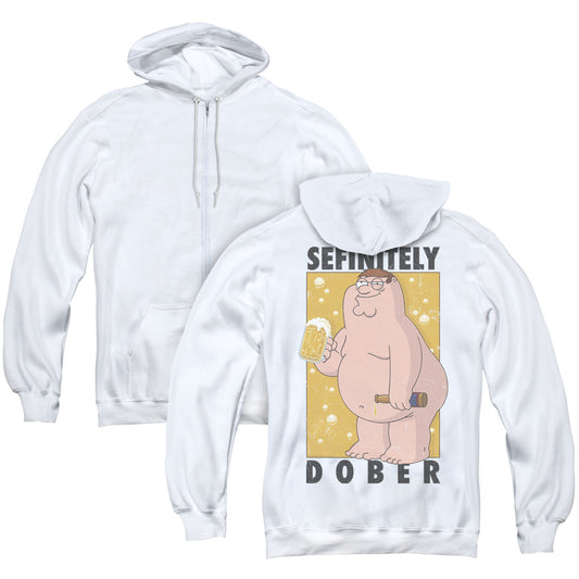 Family Guy Dober Back Print Zipper Mens Hoodie White