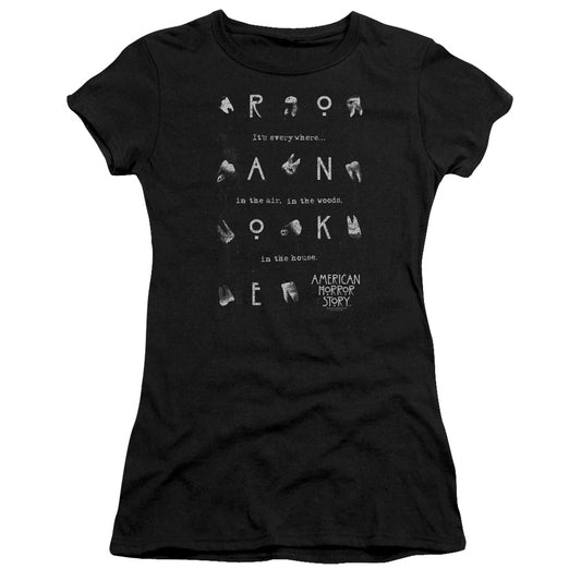 American Horror Story Chatter Box Junior Sheer Cap Sleeve Womens T Shirt Black