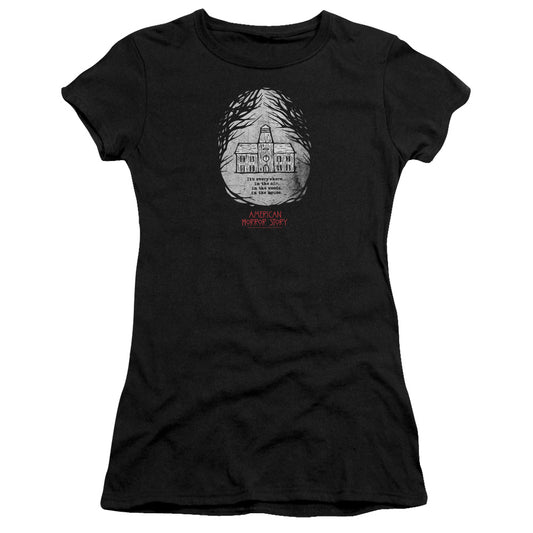 American Horror Story Its Everywhere Junior Sheer Cap Sleeve Womens T Shirt Black