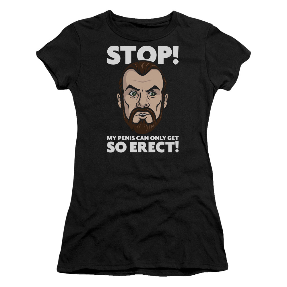 Archer Krieger Stop Junior Sheer Cap Sleeve Womens T Shirt Black