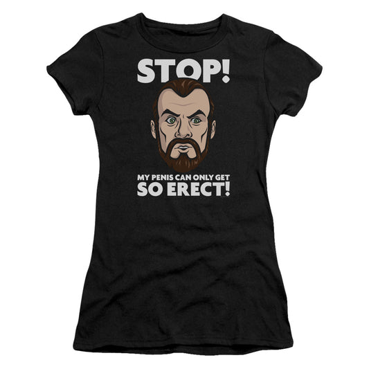 Archer Krieger Stop Junior Sheer Cap Sleeve Womens T Shirt Black