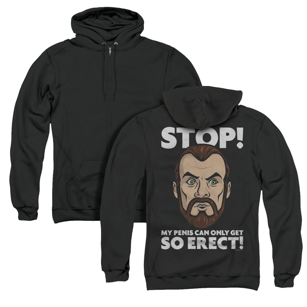 Archer Krieger Stop Back Print Zipper Mens Hoodie Black