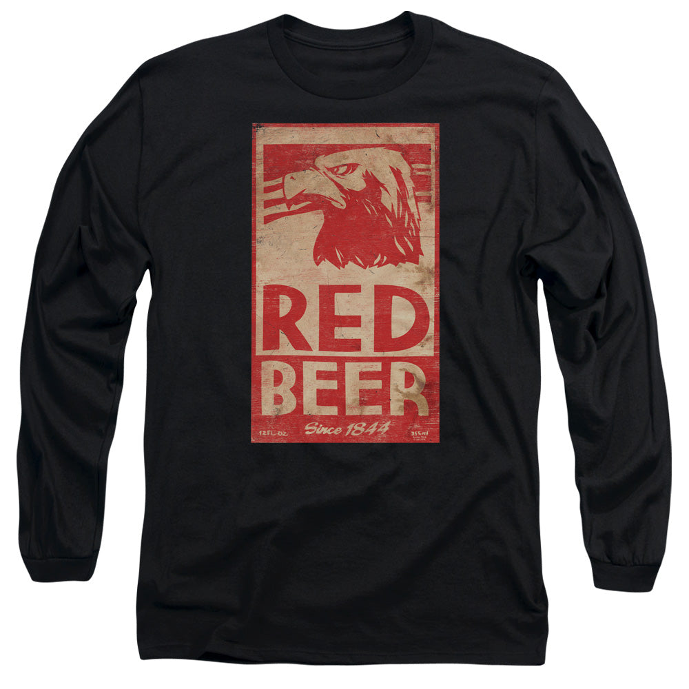 Archer Red Beer Label Mens Long Sleeve Shirt Black