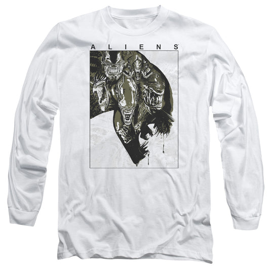 Aliens Aliens Inside Mens Long Sleeve Shirt White