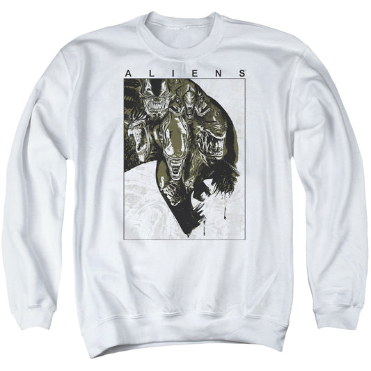 Aliens Aliens Inside Mens Crewneck Sweatshirt White