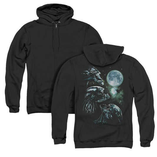 Aliens Alien Howl Back Print Zipper Mens Hoodie Black