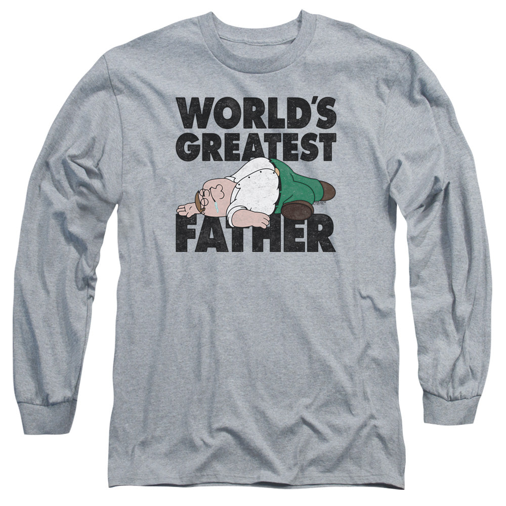 Family Guy The Greatest Father Mens Long Sleeve Shirt Athletic Heather