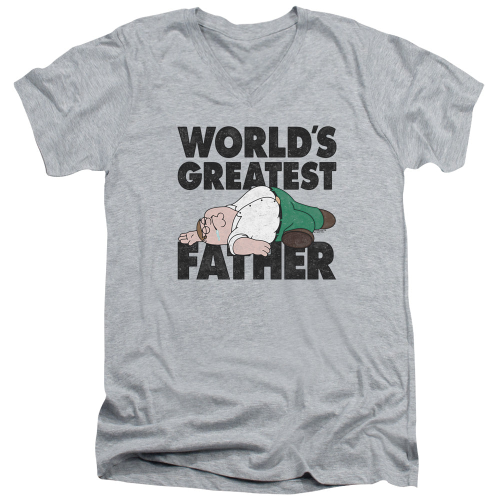 Family Guy The Greatest Father Mens Slim Fit V-Neck T Shirt Athletic Heather