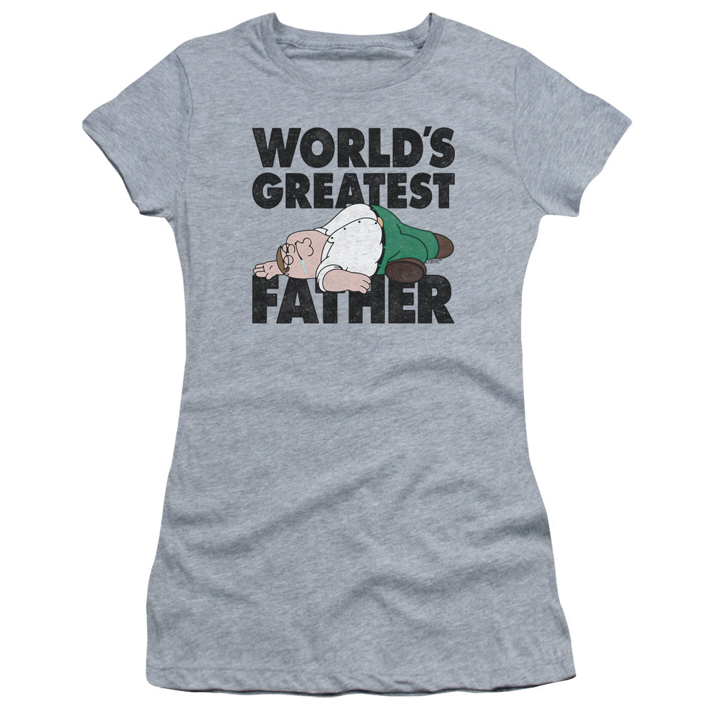 Family Guy The Greatest Father Junior Sheer Cap Sleeve Womens T Shirt Athletic Heather