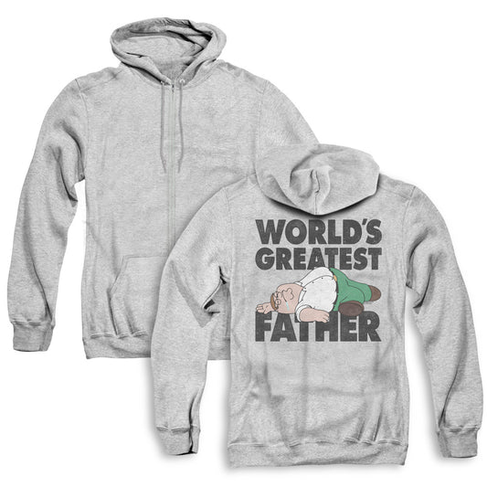 Family Guy The Greatest Father Back Print Zipper Mens Hoodie Athletic Heather