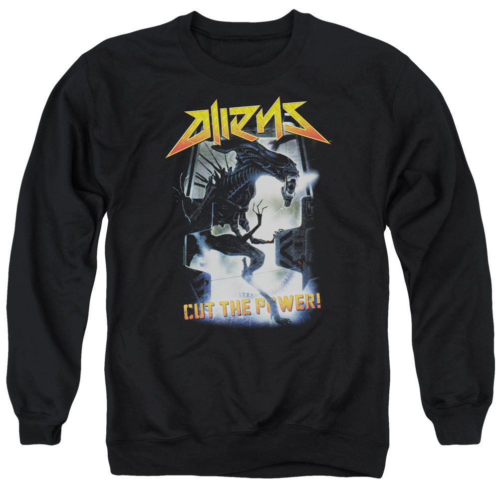 Aliens Cut The Power Mens Crewneck Sweatshirt Black