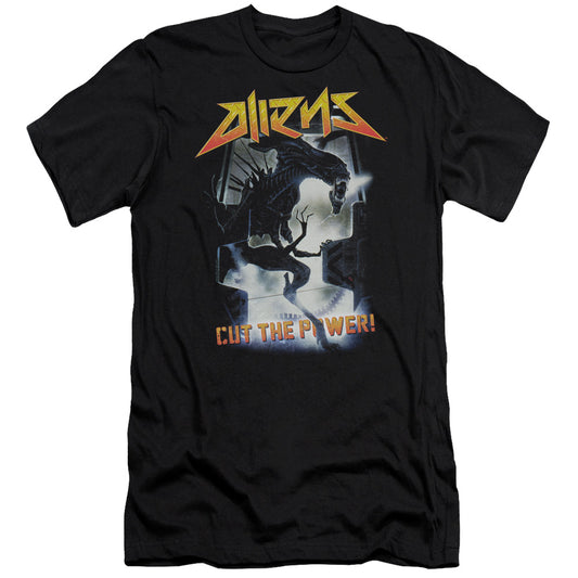 Aliens Cut The Power Slim Fit Mens T Shirt Black