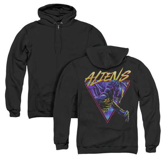 Aliens Neonmorph Back Print Zipper Mens Hoodie Black