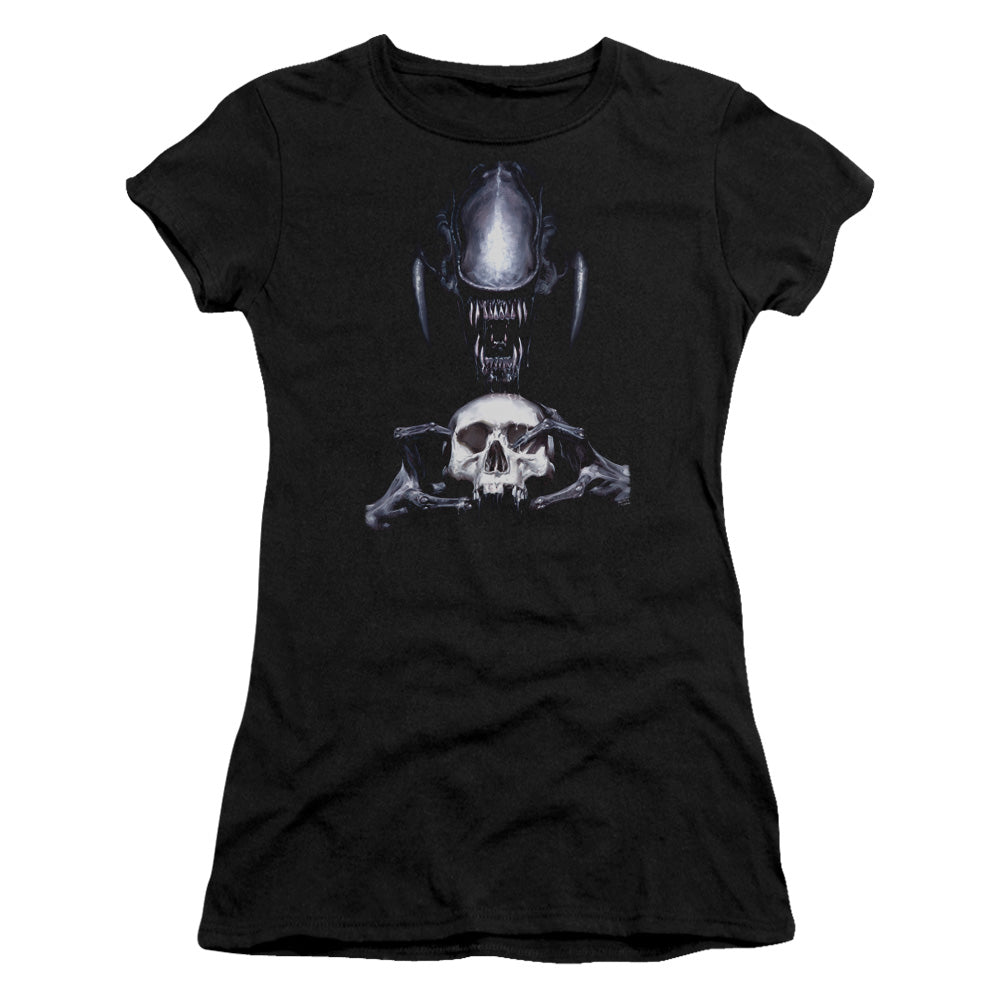 Aliens Trophy Junior Sheer Cap Sleeve Womens T Shirt Black