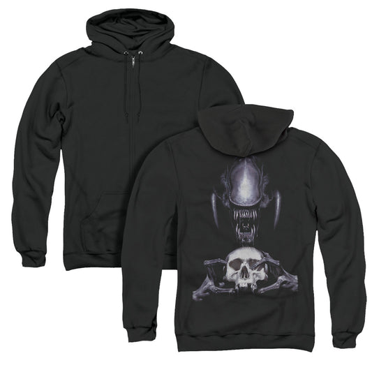 Aliens Trophy Back Print Zipper Mens Hoodie Black