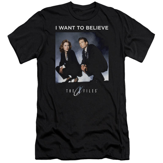 X Files Want To Believe Premium Bella Canvas Slim Fit Mens T Shirt Black