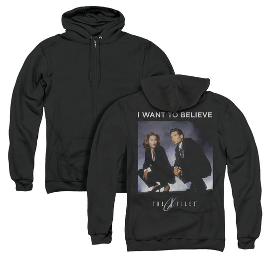 X Files Want To Believe Back Print Zipper Mens Hoodie Black