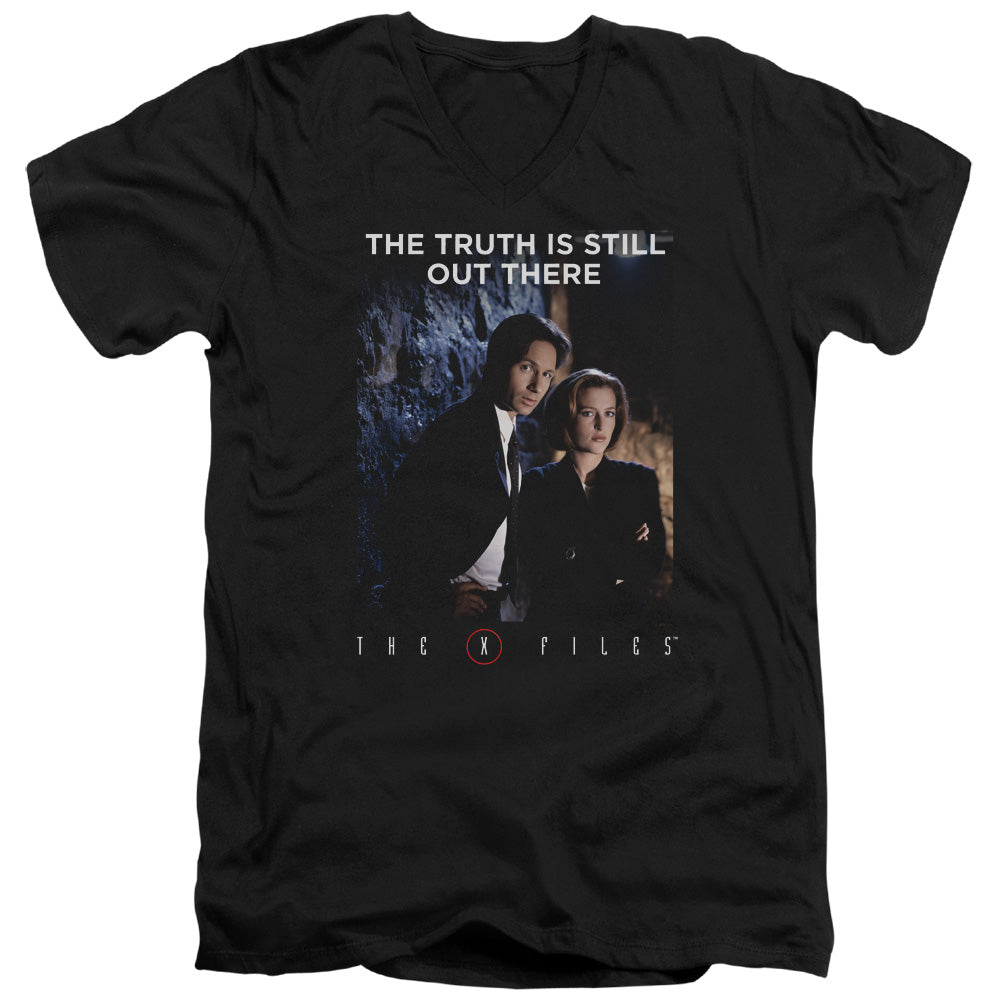 X Files Teamwork Truth Mens Slim Fit V-Neck T Shirt Black