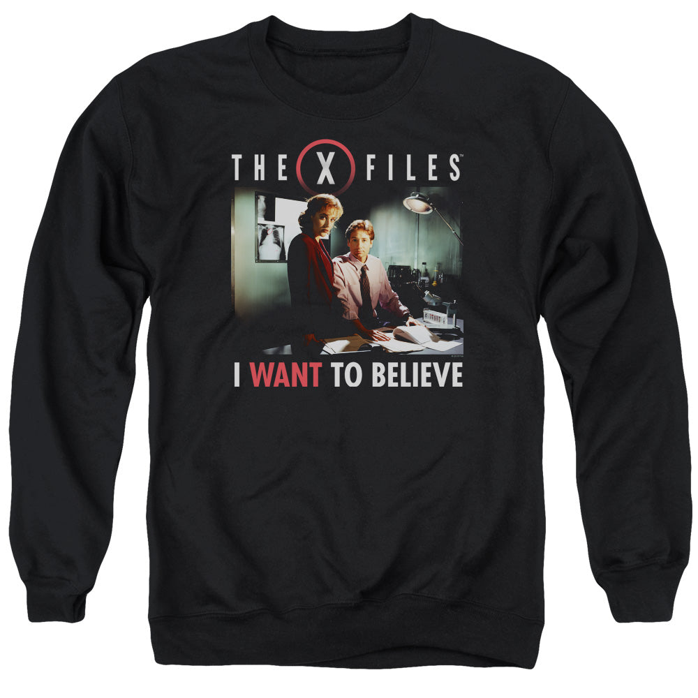 X Files Believe At The Office Mens Crewneck Sweatshirt Black