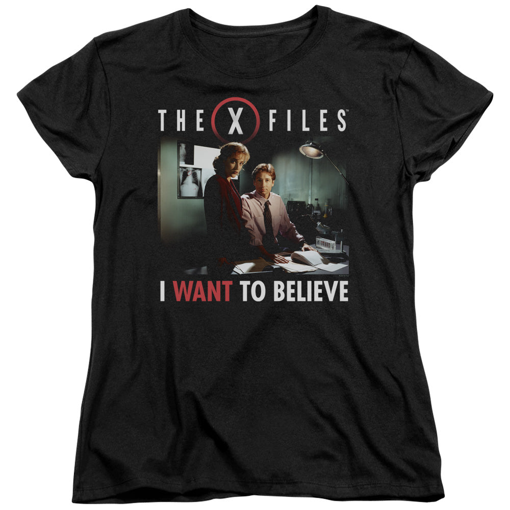 X Files Believe At The Office Womens T Shirt Black