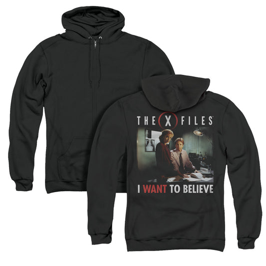 X Files Believe At The Office Back Print Zipper Mens Hoodie Black