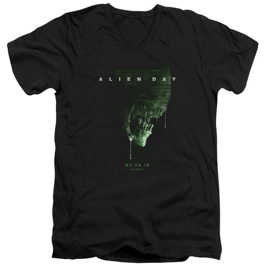 Aliens Alien Day 2018 Mens Slim Fit V-Neck T Shirt Black