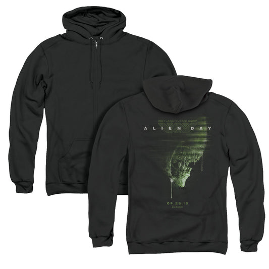 Aliens Alien Day 2018 Back Print Zipper Mens Hoodie Black