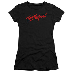 Ted Nugent Distress Logo Junior Sheer Cap Sleeve Womens T Shirt Black