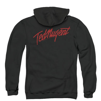 Ted Nugent Distress Logo Back Print Zipper Mens Hoodie Black