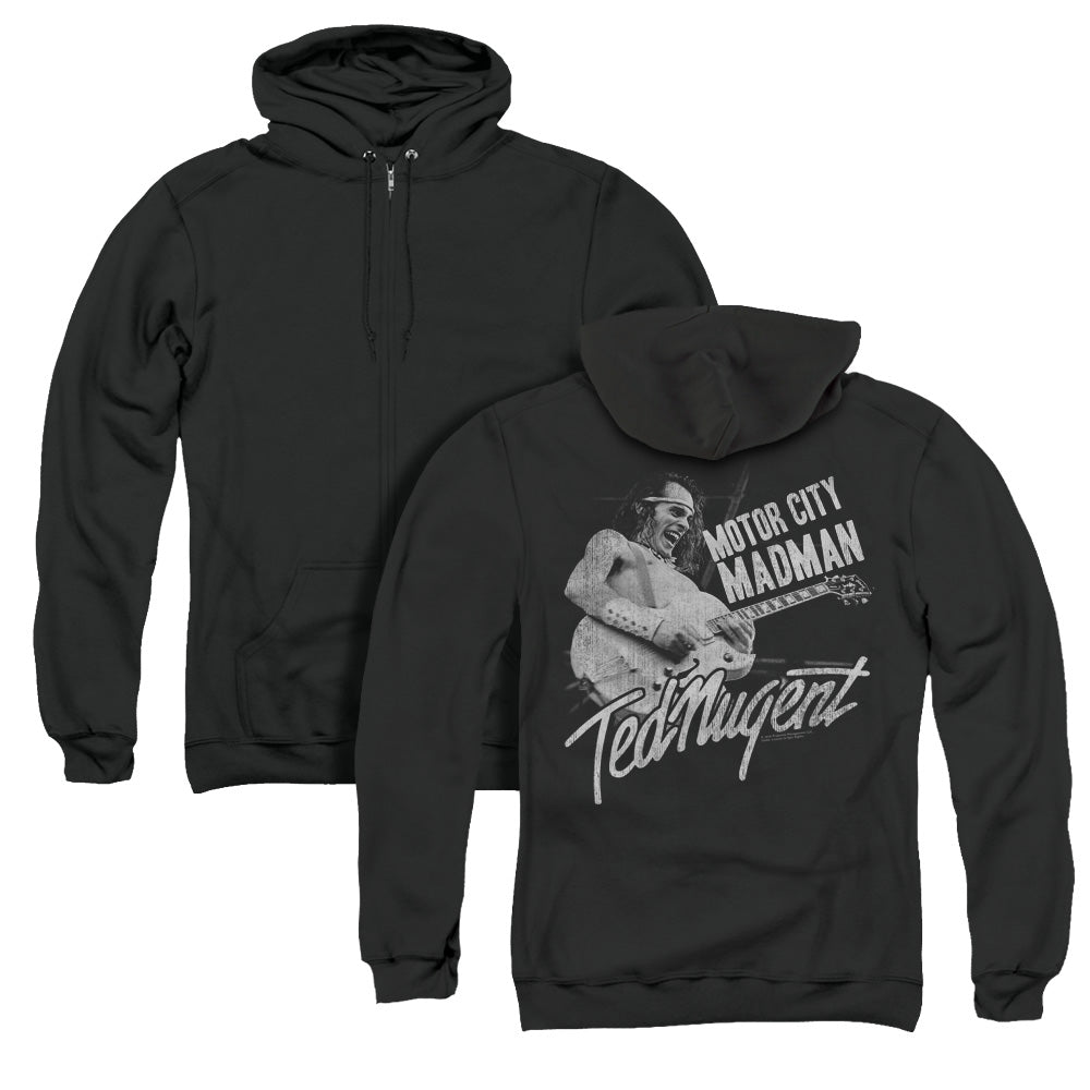 Ted Nugent Madman Back Print Zipper Mens Hoodie Black