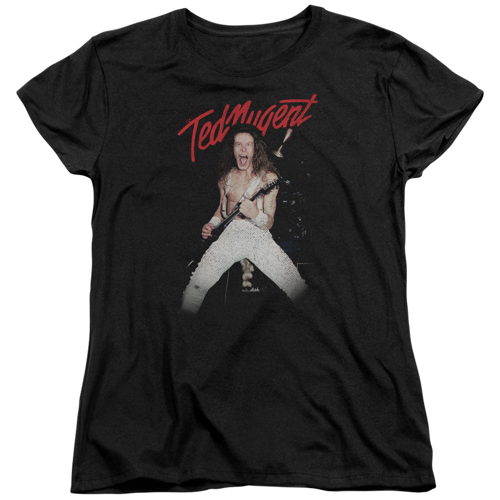 Ted Nugent Rockin Womens T Shirt Black