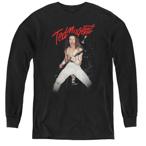 Ted Nugent Rockin Long Sleeve Kids Youth T Shirt Black