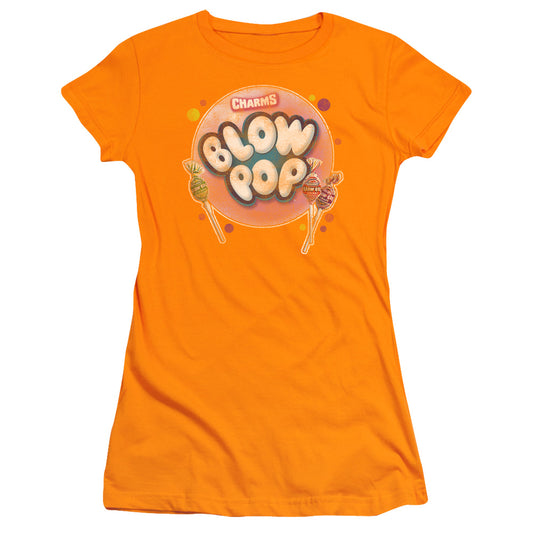 Tootsie Roll Blow Pop Bubble Junior Sheer Cap Sleeve Womens T Shirt Orange