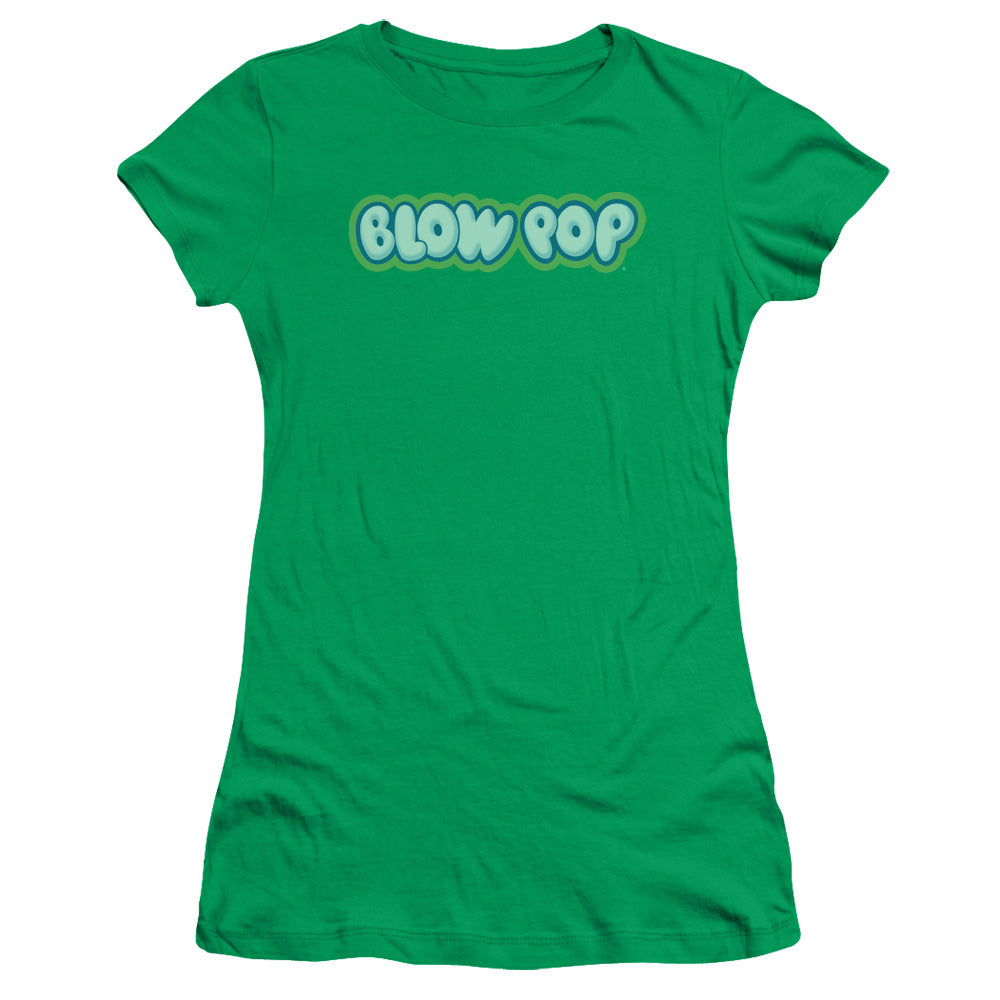 Tootsie Roll Blow Pop Logo Junior Sheer Cap Sleeve Womens T Shirt Kelly Green