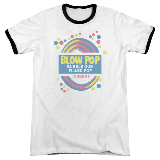 Tootsie Roll Blow Pop Label Heather Ringer Mens T Shirt White Black