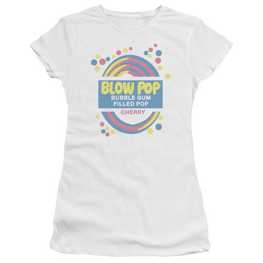 Tootsie Roll Blow Pop Label Junior Sheer Cap Sleeve Womens T Shirt White