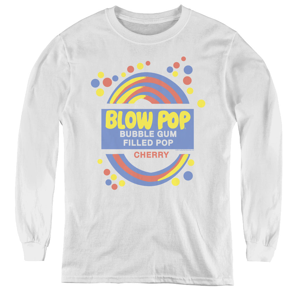 Tootsie Roll Blow Pop Label Long Sleeve Kids Youth T Shirt White