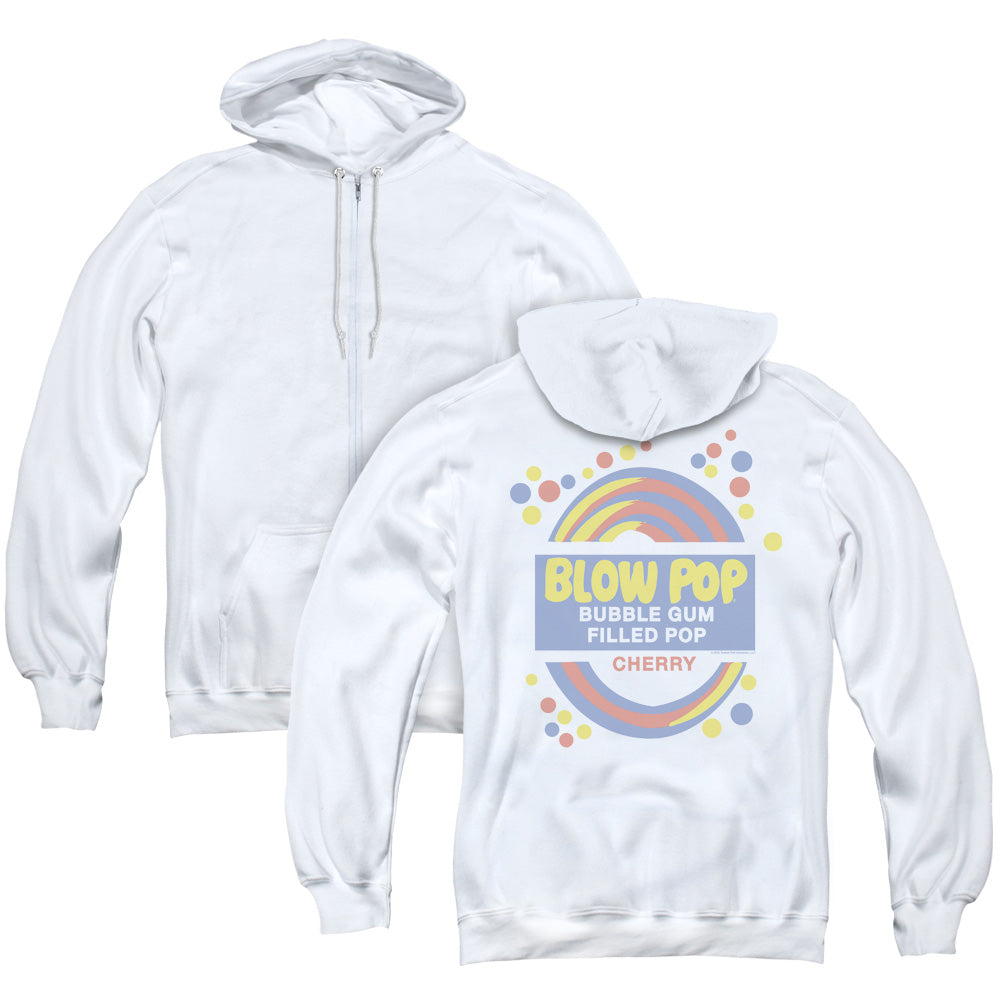 Tootsie Roll Blow Pop Label Back Print Zipper Mens Hoodie White