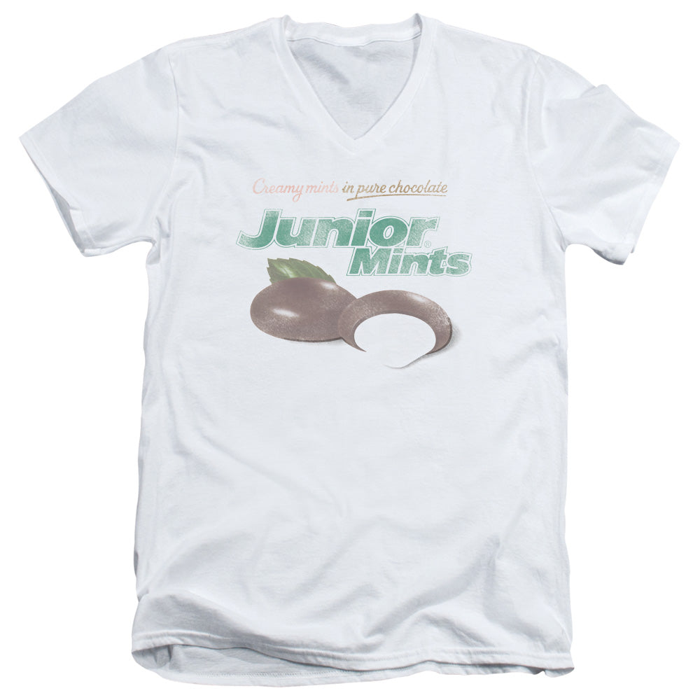 Tootsie Roll Junior Mints Logo S S Adult V-Neck White