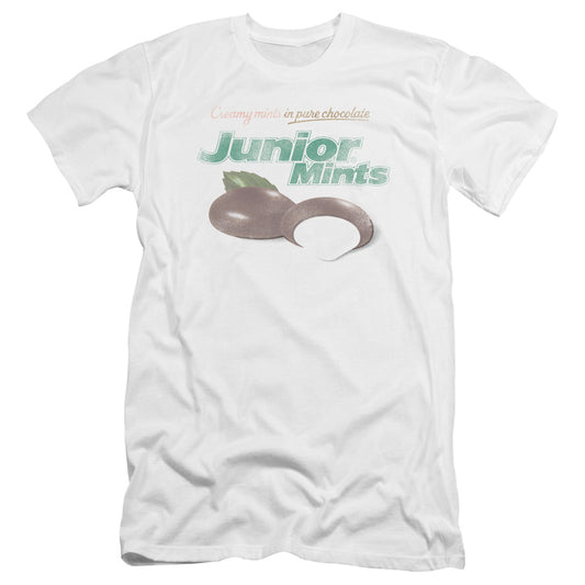 Tootsie Roll Junior Mints Logo Premium Bella Canvas Slim Fit Mens T Shirt White