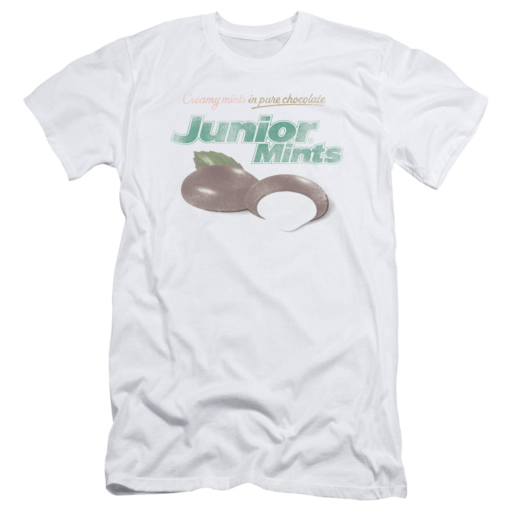 Tootsie Roll Junior Mints Logo Slim Fit Mens T Shirt White